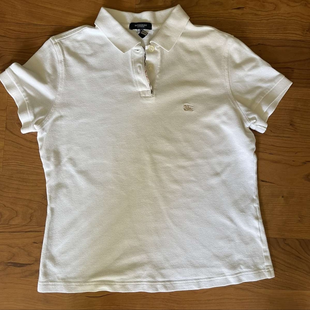 Authentic Burberry white cotton polo size S/M